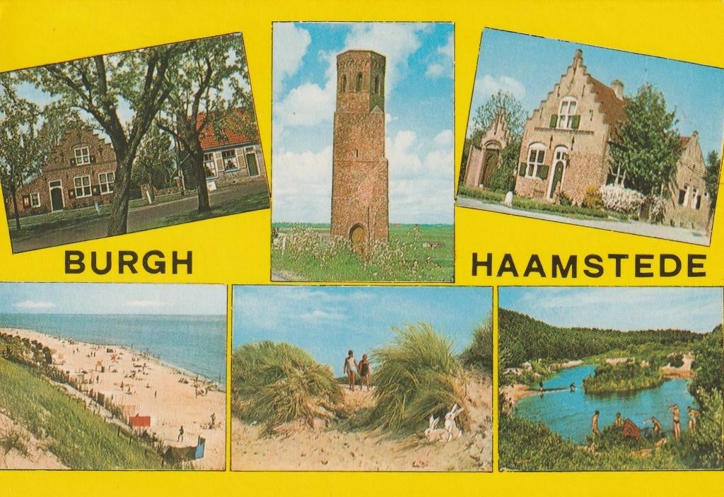 BURGH HAAMSTEDE Centrum Strand Plompetoren Anker, Verzamelen, Ansichtkaarten | Nederland, Verzenden, 1960 tot 1980, Gelopen, Zeeland