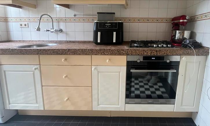 Houten Keuken Zonder Apparatuur - Zelf Demonteren!, Huis en Inrichting, Keuken | Complete keukens, Gebruikt, Overige typen, Crème
