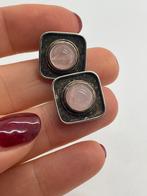 A917 Prachtige zilveren Perli manchetknopen rozenkwarts, Sieraden, Tassen en Uiterlijk, Antieke sieraden, Ophalen of Verzenden