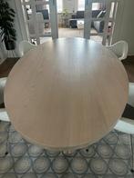 Prachtige ovale white wash eettafel - massief kernessen, Ophalen, Gebruikt, 100 tot 150 cm, 200 cm of meer