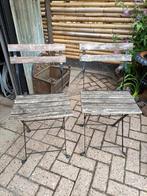 2 hout met metalen opklap stoeltjes. Opknappers., Ophalen