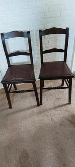 Antieke Kerkstoel met Lederen Zitting, Huis en Inrichting, Stoelen, Ophalen of Verzenden