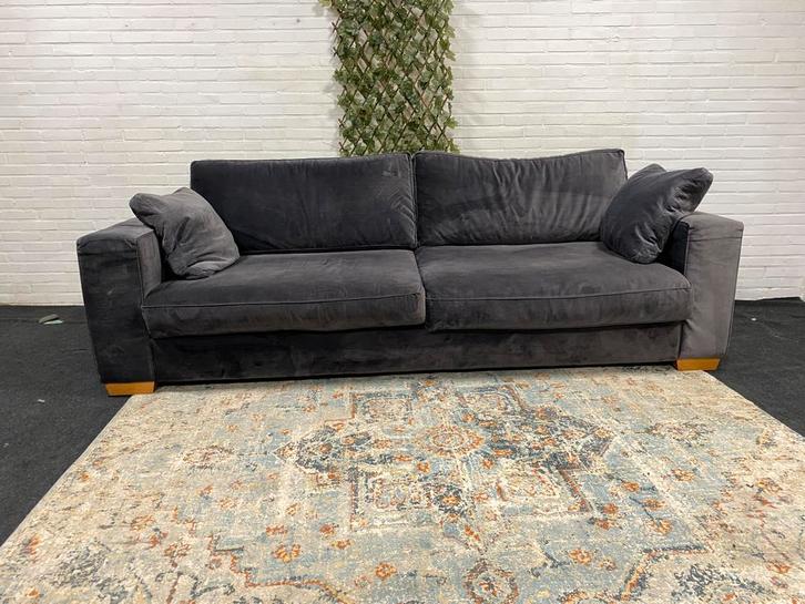 3 zits velvet loungebank - Gereinigd - Levering mogelijk, Huis en Inrichting, Banken | Bankstellen, Zo goed als nieuw, Vierpersoons of meer