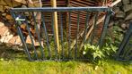 Blauw, Zwaar metalen landhek 6.20m lang, Ophalen, Met poort, Gebruikt, Overige typen