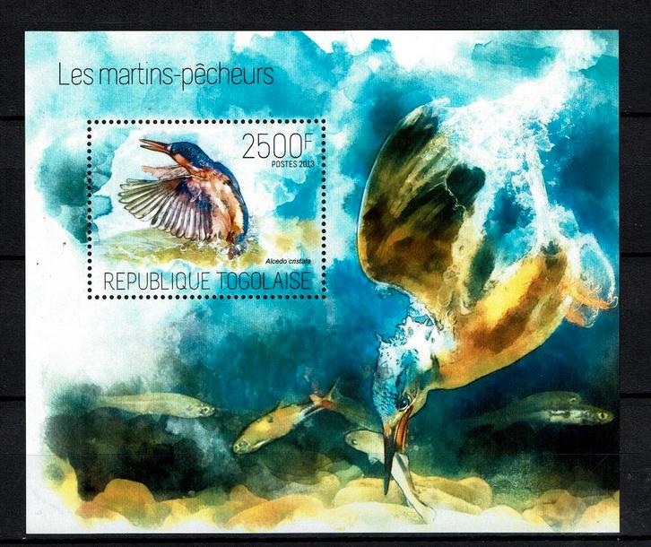 togo 2013 pf blok ijsvogel kingfisher vogels birds, Postzegels en Munten, Postzegels | Thematische zegels, Postfris, Dier of Natuur