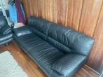 3 en 2 zits bankstel leer blauw met fauteuil, Ophalen, Overige maten, Zo goed als nieuw, Rechte bank