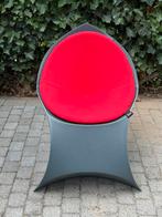 2x Design Flux stoel Antraciet/rode kussens, Kunststof, Gebruikt, Twee, Overige kleuren