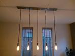 hanglamp plafondplaat RVS met 5 lampfitting., Gebruikt, Metaal, 50 tot 75 cm, Ophalen