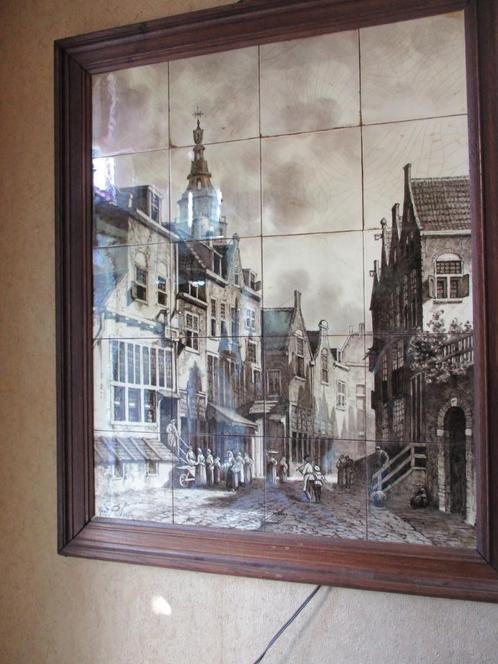 Schitterend groot antiek Rozenburg den Haag tegeltableau, Antiek en Kunst, Antiek | Keramiek en Aardewerk, Ophalen of Verzenden