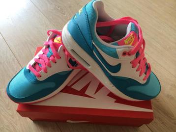NIKE AIR MAX 1 (GS) sneaker blauw/wit/roze maat 36,5 (4,5 Y) beschikbaar voor biedingen