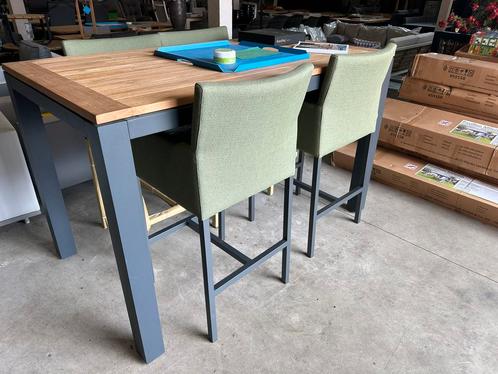 SUNS BARSET - Barstoelen Antas Soft Grey & green  1x 2 stuks, Tuin en Terras, Tuinstoelen, Nieuw, Aluminium, Ophalen