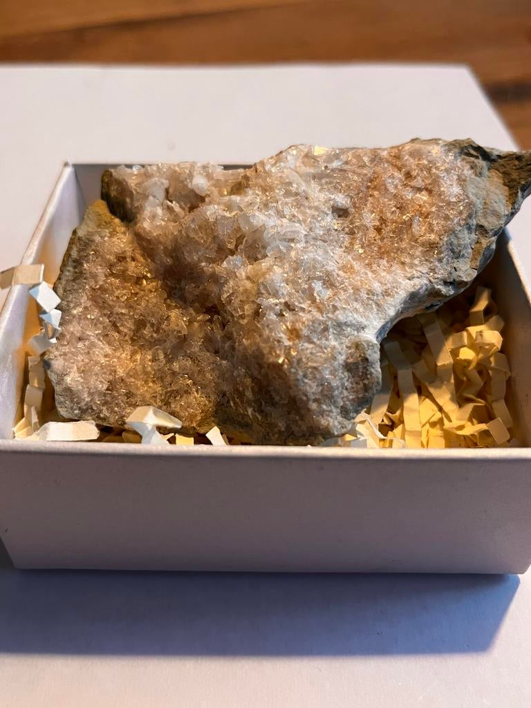 Natuurlijke Kwarts Druse - Bergkristal met Glans, Ophalen of Verzenden, Mineraal