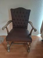 Lederen Stoel met Houten Frame, Huis en Inrichting, Stoelen, Gebruikt, Bruin, Klassiek, Hout