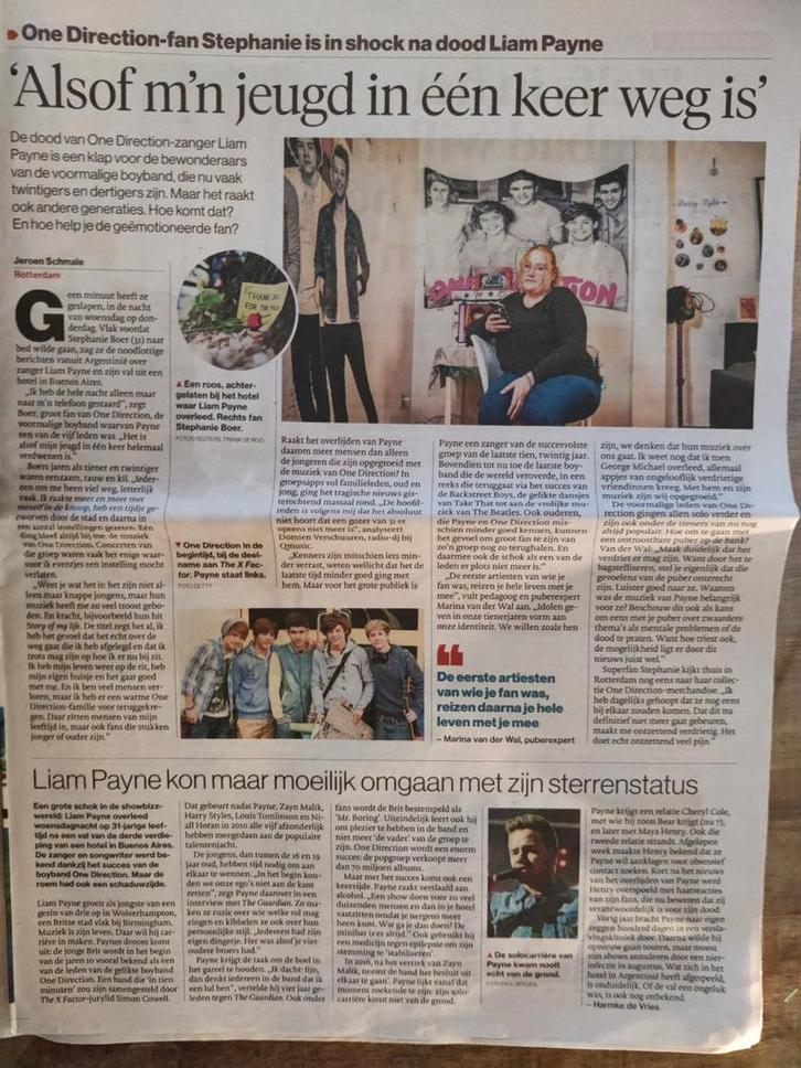 One Direction Dood Liam Payne ( 2024 ), Verzamelen, Tijdschriften, Kranten en Knipsels, Knipsel(s), Buitenland, 1980 tot heden