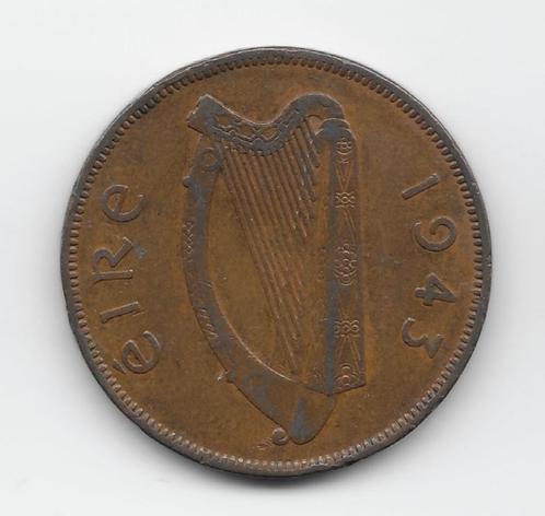 Ierland 1 penny 1943 KM# 11, Postzegels en Munten, Munten | Europa | Niet-Euromunten, Losse munt, Overige landen, Verzenden
