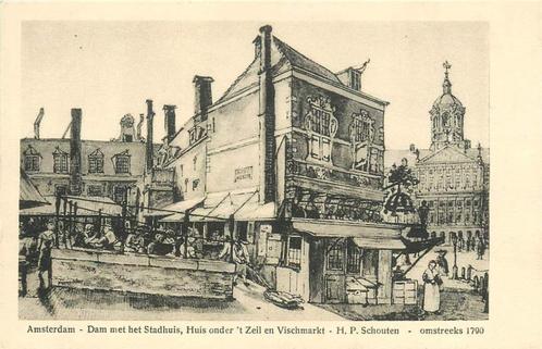 (381-134-023) Amsterdam Dam met het Stadhuis, Verzamelen, Ansichtkaarten | Nederland, Noord-Holland, Ophalen of Verzenden