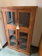 Antieke Teak Vitrinekast - 82x135x39 cm, Ophalen, Gebruikt, 100 tot 150 cm, Teakhout