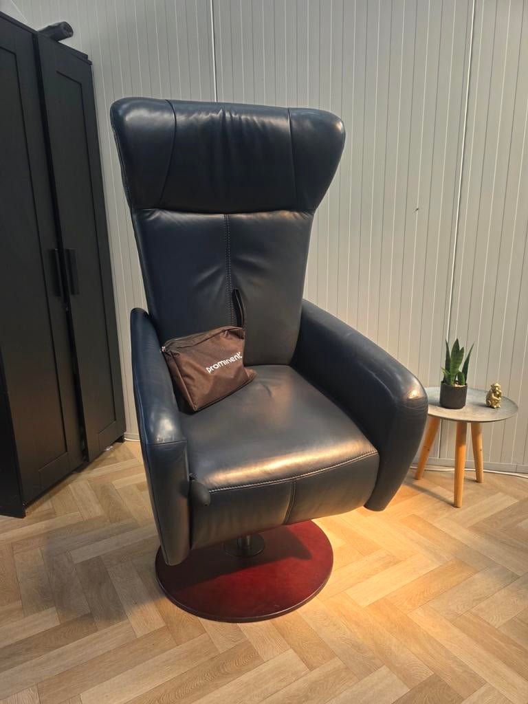 ​Luxe Design Sta-op Stoel: Prominent Sorisso XL – Blauw Leer, Ophalen of Verzenden, Zo goed als nieuw, Leer, 50 tot 75 cm