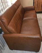 Bruine leren bank - comfortabel en stijlvol!, Ophalen, Gebruikt, Driepersoons, Rechte bank