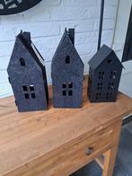 3 metalen huisjes 2 zijn met glitter zwart en 1 is mat zwart, Zwart, Ophalen of Verzenden, Zo goed als nieuw, Metaal