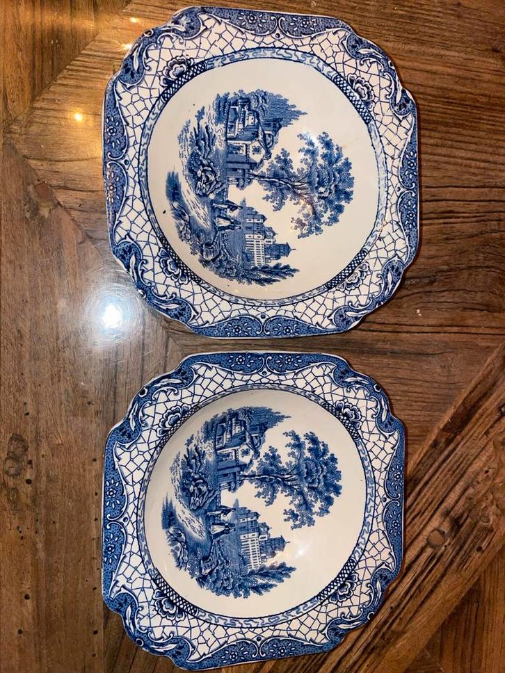 Twee antieke Adams Landscape borden ( achthoek model ), Antiek en Kunst, Antiek | Schalen, Ophalen