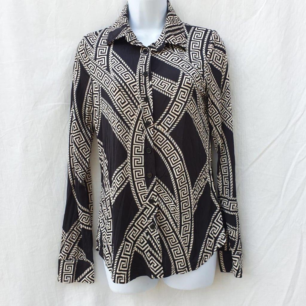 Gave zwart-witte blouse mt S merk Savinni, Kleding | Dames, ., Zwart, Ophalen of Verzenden, Zo goed als nieuw