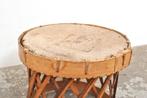 Vintage bijzettafel geitenvacht leer hout tafeltje sidetable, Ophalen of Verzenden, Nieuw