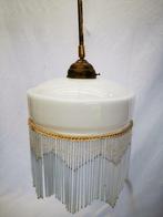 Hanglamp Art Deco, koper armatuur langwerpige glazen kralen, Antiek en Kunst, Ophalen of Verzenden