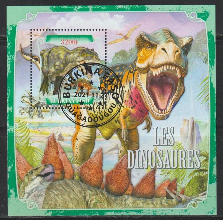 PREHISTORIE-DINO’S = Mooi bl v BURKINA FASO -1902, Postzegels en Munten, Postzegels | Thematische zegels, Gestempeld, Dier of Natuur