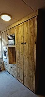Bijkeuken kast wasmachine-ombouw verhoging witgoedkast hout, Ophalen, Nieuw