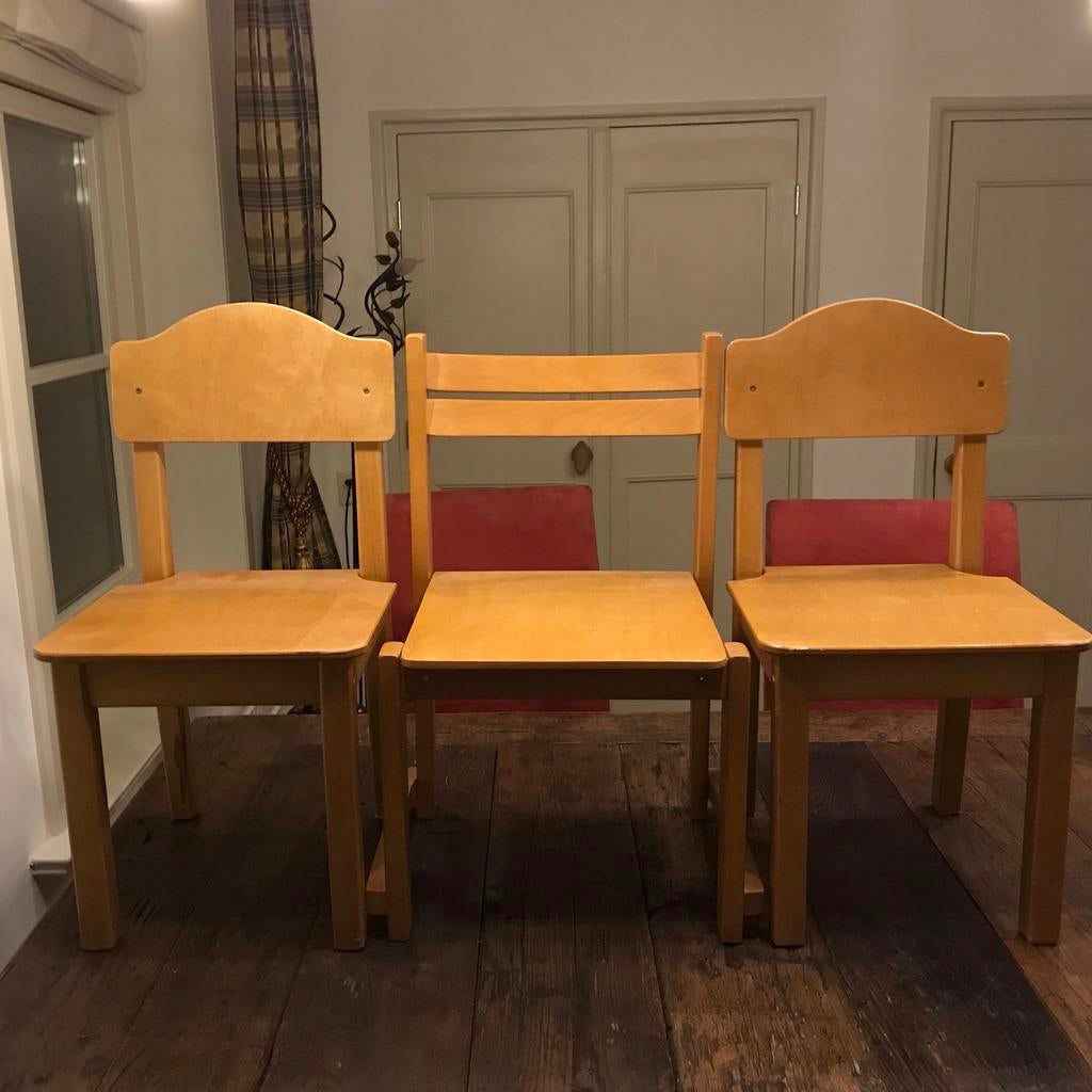 3 Zeldzaam Mooie Stoeltjes - Vintage Design, Huis en Inrichting, Stoelen, Gebruikt, Drie, Hout, Bruin, Ophalen