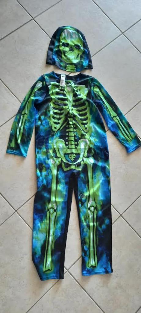 Halloween Verkleedpak geraamte 128-140, Kinderen en Baby's, Carnavalskleding en Verkleedspullen, Zo goed als nieuw, Jongen of Meisje