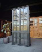 Zwarte hoge Vitrinekast | Oude Winkelkast | Buffetkast #2429