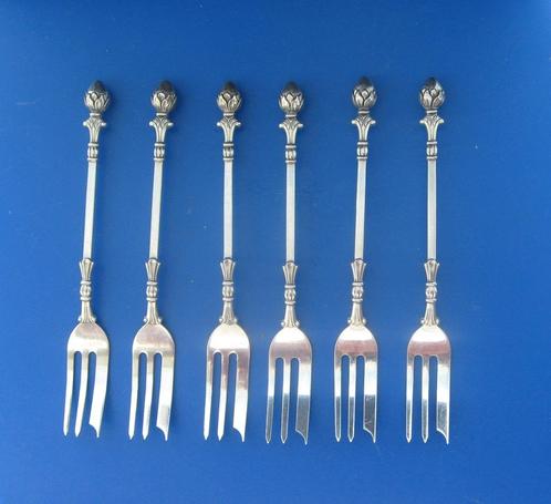 Zilveren gebaks vorkjes met aardbeien motief, Antiek en Kunst, Antiek | Goud en Zilver, Zilver, Verzenden