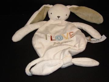PRENATAL I LOVE PAPA KONIJN KNUFFELDOEK VLIEGERVORMIG VELOUR beschikbaar voor biedingen
