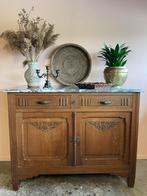Vintage houten dressoir met marmeren blad, Huis en Inrichting, Ophalen, Zo goed als nieuw