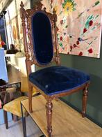 Prachtig mooi Antiek Kasteel Stoeltje Donkerblauw Fluweel., Antiek en Kunst, Ophalen