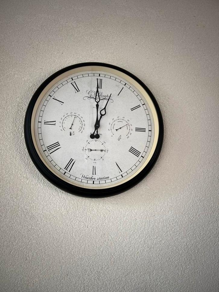 NeXtime Wehlington Weerklok - Thermo & Hygrometer, Huis en Inrichting, Woonaccessoires | Klokken, Gebruikt, Wandklok, Analoog