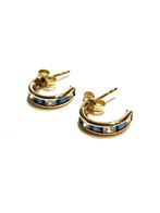 14k gouden oorbellen met saffier en zirkonia, Sieraden, Tassen en Uiterlijk, Oorbellen, -, -, Ophalen of Verzenden, Zo goed als nieuw