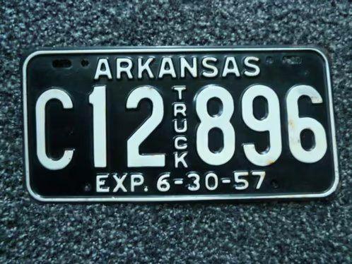 Kentekenplaat licenseplate Arkansas 1957 USA, Verzamelen, Automerken, Motoren en Formule 1, Gebruikt, Auto's, Ophalen of Verzenden