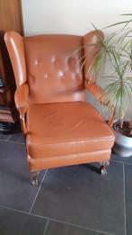 Engelse fauteuils, leder, Huis en Inrichting, Fauteuils, Ophalen, Gebruikt, 75 tot 100 cm, Leer