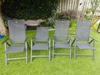 4 aluminium tuinstoelen verstelbaar, Tuin en Terras, Tuinstoelen, Ophalen, Gebruikt, Aluminium, Verstelbaar