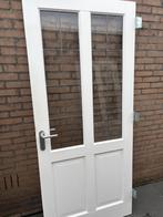 Deur stomp 93 x 211,5 wit glas in lood, Doe-het-zelf en Verbouw, Deuren en Horren, Ophalen, Gebruikt, Binnendeur, Glas