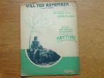 Will you remember, Muziek en Instrumenten, Bladmuziek, Ophalen of Verzenden, Gebruikt, Artiest of Componist, Populair