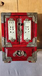 Sieradenkastje Chinees met jade paneeltjes 4 laatjes, Ophalen of Verzenden