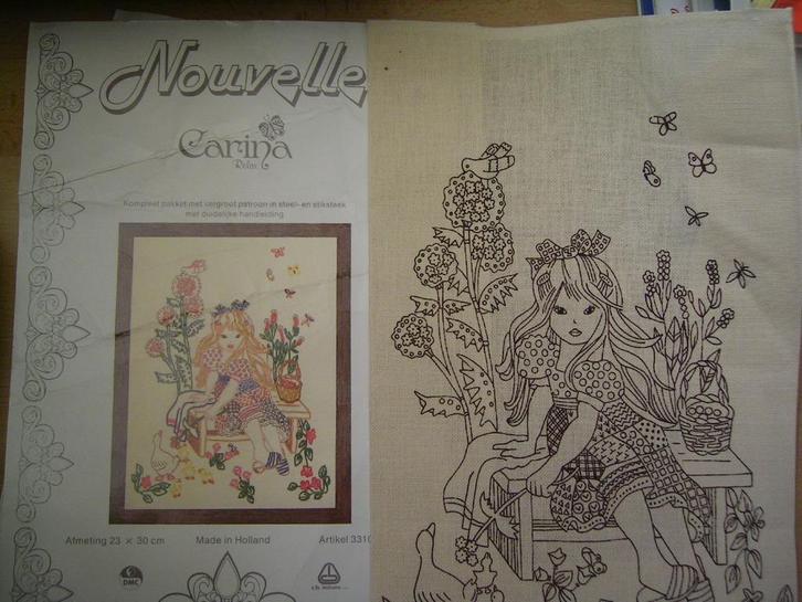 Nouvelle - 2 Stof en patroon. Carina 33104. Ook DMC garens, Hobby en Vrije tijd, Borduren en Borduurmachines, Nieuw, Patroon, Handborduren