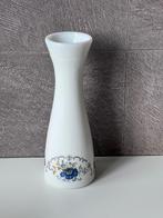 Opaline melkglas vaas met bloemen print blauw goud, Antiek en Kunst, Ophalen of Verzenden