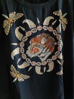 T-Shirt M. Tijger, Vlinder, Strass, Kralen, Pailletten., Kleding | Dames, T-shirts, Ophalen of Verzenden, Zo goed als nieuw, Zwart