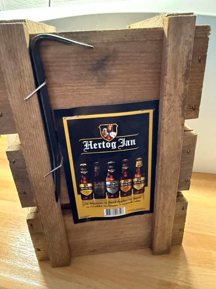 Hertog Jan bierpakket in een houten krat., Verzamelen, Biermerken, Nieuw, Flesje(s), Hertog Jan, Ophalen of Verzenden