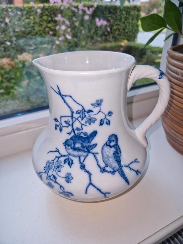Vintage Keramiek Kan met Vogeldecoratie, Huis en Inrichting, Woonaccessoires | Vazen, Gebruikt, Ophalen
